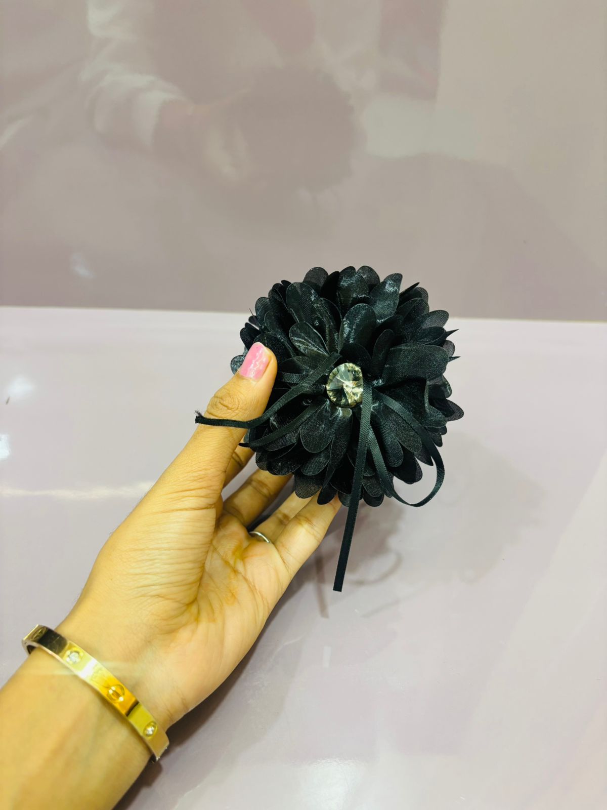 Black flower clutch