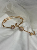 Rose gold crystal kada (pair)