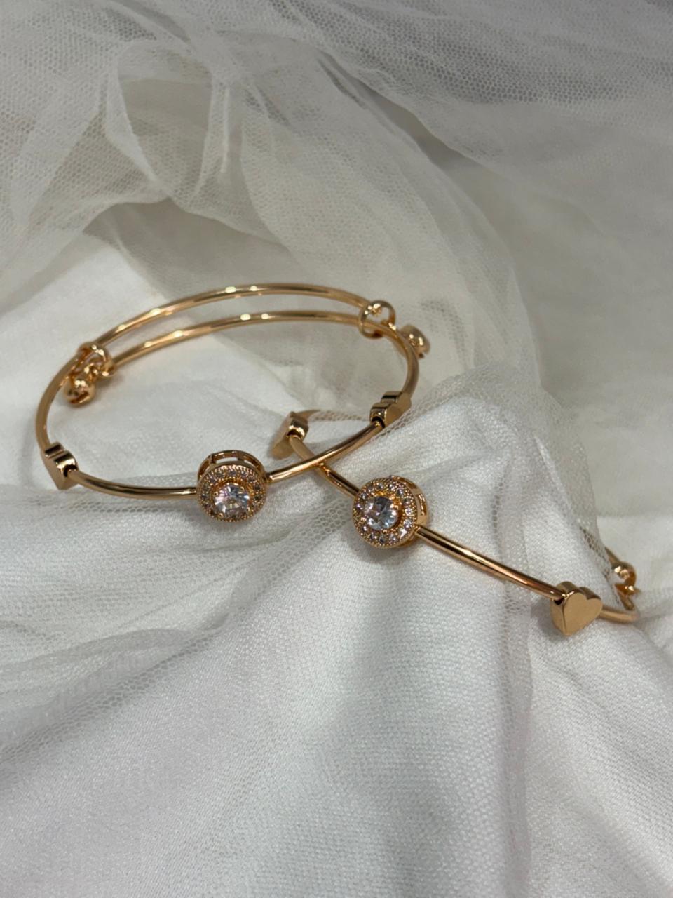 Rose gold crystal kada (pair)