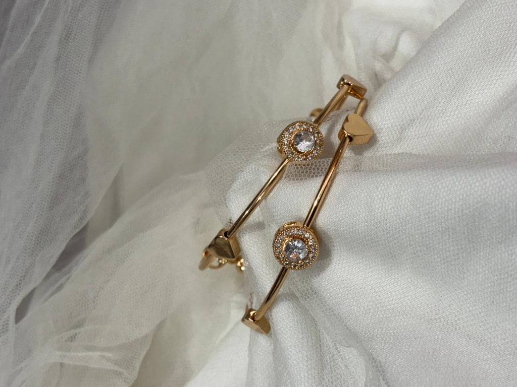 Rose gold crystal kada (pair)