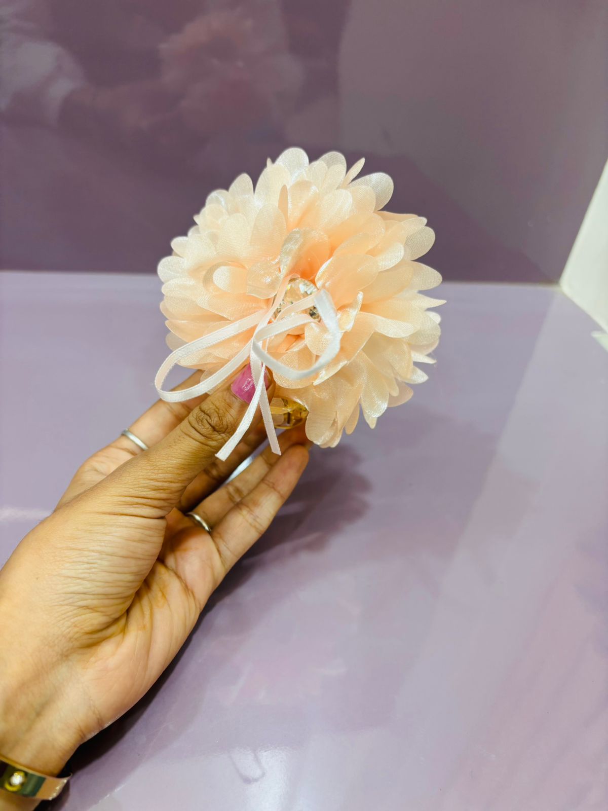 Pink petal hair clutch