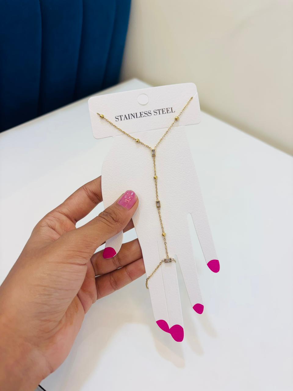 Dainty crystal hand chain
